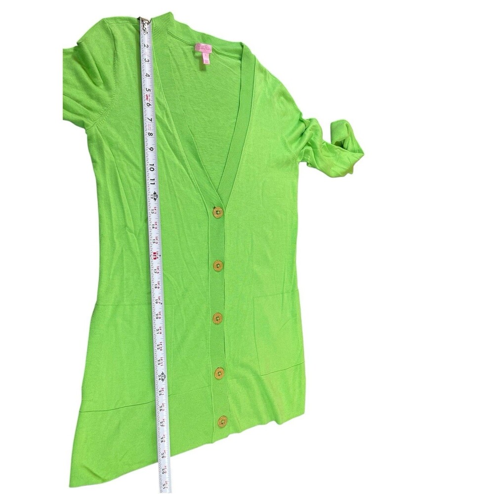 Lilly Pulitzer Cardigan Womens L Green V-Neck Button Front Lightweight Preppy - Picture 5 of 12